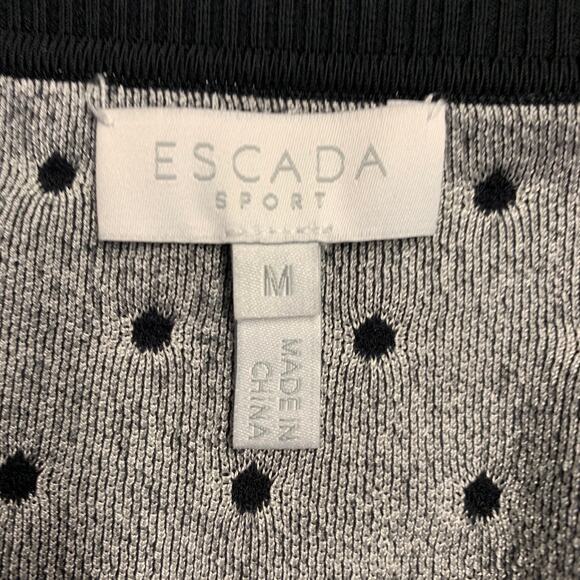 ESCADA Size M Black White Viscose Blend Polka Dot 2 Piece Cardigan Set - Picture 13 of 16